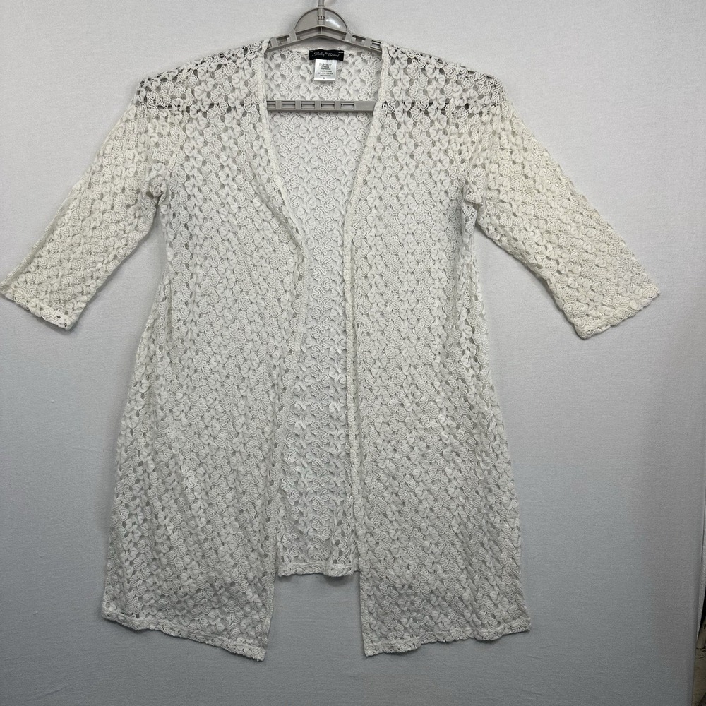 Slinky Brand Women's‎ Open Cardigan Medium white Crotchet
